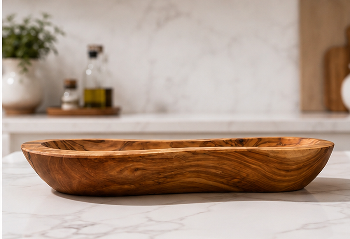 Small Mediterranean olive wood bowl with live edge, for olives, nuts or flaky salt