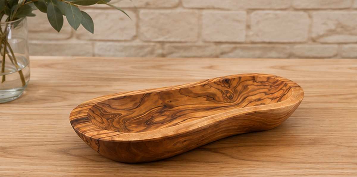 Olive wood live edge bowl, each piece different because of the natural grain